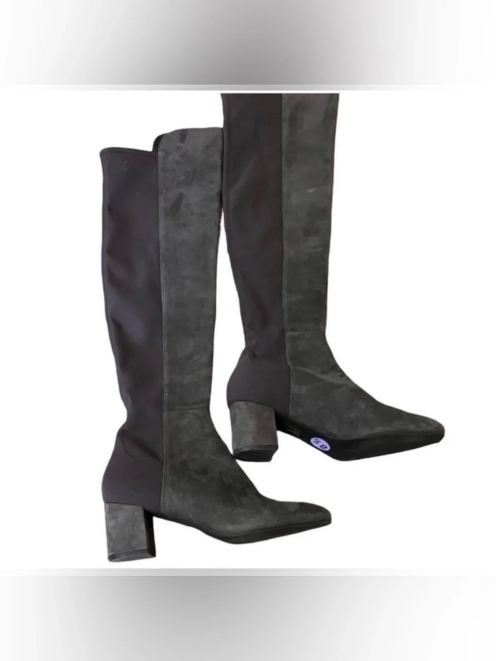 Stuart Weitzman Gillian 60 City Suede Over-The-Knee Boots Charcoal Gray Size 8.5